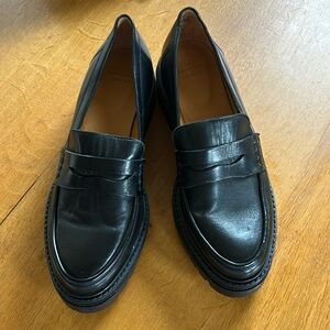 Sezane Black Leather Loafers